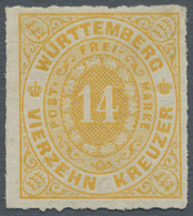 Württemberg - Marken Und Briefe: 1869, 14 Kr. Zitronengelb, Leuchtend Farbfrisches Exemplar Mit Alls - Sonstige & Ohne Zuordnung