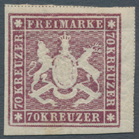 Württemberg - Marken Und Briefe: 1873, Wappen 70 Kreuzer In Guter A-Farbe Violettbraun Ungebraucht M - Sonstige & Ohne Zuordnung