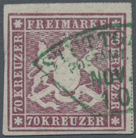 Württemberg - Marken Und Briefe: 1873, 70 Kreuzer Braunlila, Bogenfeld 5, Allseits Breitrandig Mit Z - Autres & Non Classés