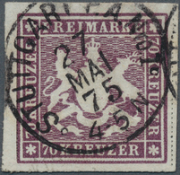 Württemberg - Marken Und Briefe: 1873: Wappenzeichnung 70 Kr. Braunlila In Farbfrischer Luxuserhaltu - Sonstige & Ohne Zuordnung