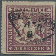 Württemberg - Marken Und Briefe: 1873, Wappen 70 Kreuzer Braunlila Mit Einfachen Trennungslinien Und - Sonstige & Ohne Zuordnung