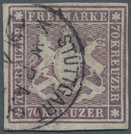 Württemberg - Marken Und Briefe: 1873, 70 Kr. Violettbraun, Farbfrisches Und Allseits Voll- Bis Brei - Sonstige & Ohne Zuordnung