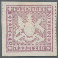 Württemberg - Marken Und Briefe: 1873, 70 Kr. Rotlila, Ungebraucht, Feld 1, Mit Großen Teilen Frisch - Autres & Non Classés