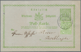 Württemberg - Marken Und Briefe: 1873, GA-Postkarte 1 Kreuzer Mit Zusatzfrankatur 1 Kr. Grün, Gezähn - Sonstige & Ohne Zuordnung