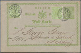 Württemberg - Marken Und Briefe: 1874, Ovalausgabe 2x 1 Kr. Grün Gezähnt Auf GA-Karte 1 Kr. "FEUERBA - Sonstige & Ohne Zuordnung