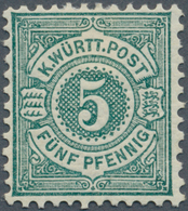 Württemberg - Marken Und Briefe: 1890, Freimarke 5 Pf. In Seltener Farbe Schwarzblaugrün, Einwandfre - Sonstige & Ohne Zuordnung