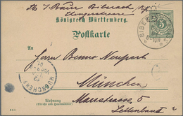 Württemberg - Ganzsachen: 1901, 5 Pf Grün Mit Seltener FIRMENLOCHUNG "G.B." Von BIBERACH Nach Münche - Autres & Non Classés