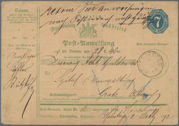 Württemberg - Postanweisungen: 1867, Postanweisungs-Ganzsachenumschlag 7 Kreuzer Blau über Achtundzw - Sonstige & Ohne Zuordnung