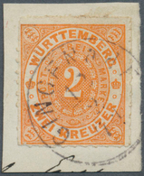 Württemberg - Einkreisstempel: "GINGEN A.d.FILS  12/2 71" Besserer K1 Auf Kabinett-Briefstück 2 Kr. - Autres & Non Classés