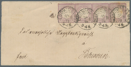 Deutsches Reich - Brustschild: 1874, 1/4 Gr. Großer Schild Violett Im Waagerechten 4er-Streifen Mit - Unused Stamps