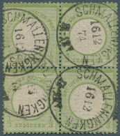 Deutsches Reich - Brustschild: 1872, 1/3 Groschen Gelbgrün Großer Schild Im 4er-Block Mit 4x Klar Un - Neufs