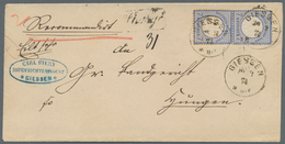 Deutsches Reich - Brustschild: 1874 (20.2.), 7 Kr. Im Senkrechten Paar Auf Kab.-Recobrief Mit K1 GIE - Neufs