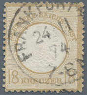 Deutsches Reich - Brustschild: 1874, 18 Kr Graubraun, Gr. Schild, Lt. FA Hennies BPP (1983) "leicht - Unused Stamps