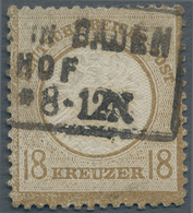 Deutsches Reich - Brustschild: 1872, 18 Kr. Ockerbraun Großer Schild, Entwertet Mit Dreizeiligem Rah - Ungebraucht