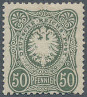 Deutsches Reich - Pfennige: 1877, 50 Pfennige Graugrün, Ungebraucht Mit Falzspuren, Enorm Seltene Ma - Briefe U. Dokumente