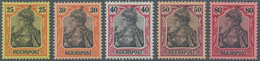 Deutsches Reich - Germania: 1900, 25-80 Pfg. Germania Reichspost Ungebraucht Mit Sogenannter "fetter - Unused Stamps