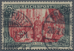 Deutsches Reich - Germania: German Imperial 5 Mark Reichspost Issue Stamp (1900) Double-struck With - Ungebraucht