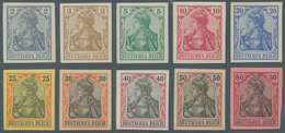Deutsches Reich - Germania: 1902, 2-80 Pfg. Germania "ungezähnt", 3 Und 5 Pfg. In Farbe B, 20 Pfg. I - Neufs