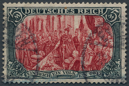 Deutsches Reich - Germania: 1902, 5 Mark Germania Querformat 26:17 Zähnungslöcher, Gestempelt, Doppe - Neufs