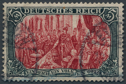 Deutsches Reich - Germania: 1902, 5 Mark Germania Querformat 26:17 Zähnungslöcher, Gestempelt, Doppe - Ungebraucht