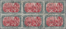 Deutsches Reich - Germania: 1902, 5 Mark Grünschwarz/dunkelkarmin, Sechserblock Sauber Und Vorschrif - Unused Stamps