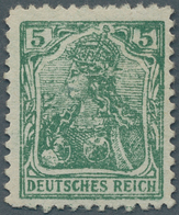 Deutsches Reich - Germania: 1915, 5 Pfg. Dunkelopalgrün, Roher Steindruck, Ohne Wz., Linienzähnung 1 - Unused Stamps