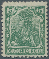 Deutsches Reich - Germania: 1915, 5 Pfg. Dunkelopalgrün, Roher Steindruck, Ohne Wz., Linienzähnung 1 - Ungebraucht