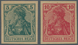 Deutsches Reich - Germania: 1915, 5 Pf Dunkelgrün U. 10 Pf Karminrot Germania, Zwei Ungezähnte VERSU - Neufs