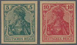 Deutsches Reich - Germania: 1915, 5 Pf Dunkelgrün U. 10 Pf Karminrot Germania, Zwei Ungezähnte VERSU - Ungebraucht