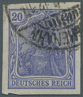 Deutsches Reich - Germania: 1915, 20 Pfg. Dunkelviolettblau, Breitrandig UNGEZÄHNTE Marke, Die Urspr - Neufs