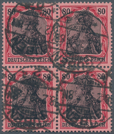 Deutsches Reich - Germania: 1915, 80 Pf Karminrot/rotschwarz/hellrosa Im 4er-Block Einzeln Sauber Ge - Ungebraucht