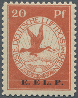 Deutsches Reich - Germania: 1912, Flugpost Rhein-Main 20 Pf Flugmarke "E.EL.P." Mit PLATTENFEHLER "P - Ungebraucht