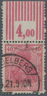 Deutsches Reich - Inflation: 1920, Germania 40 Pf. Rot, Type II, Gestempeltes Oberrandstück Mit Der - Covers & Documents