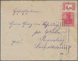 Deutsches Reich - Inflation: 1920, Germania 40 Pf. Rot, Type II, Oberrandstück Mit Der Walzenstrichk - Covers & Documents