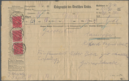 Deutsches Reich - Inflation: 1922. Telegramm "Varel 3.11.22" Mit 70x 50 Pf Germania Und 3x 10 M Post - Covers & Documents