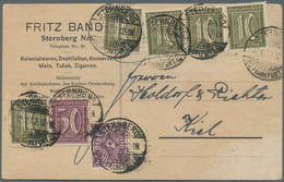 Deutsches Reich - Inflation: 1922. 5x10 PFg. Wz. 2 Und Beifr. A. Bed.-Karte 12.11. Gepr. Peschl, Mar - Lettres & Documents
