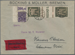 Deutsches Reich - Inflation: 1923, 100 M Oliv/orangerot Im Senkr. Zwischensteg-Paar Mit ZuF MiNr 230 - Lettres & Documents