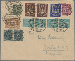 Deutsches Reich - Inflation: 1923, 50 Mark Arbeiter, Im Senkr. 4er-Streifen Auf 20 M. Privat GSU Mit - Lettres & Documents