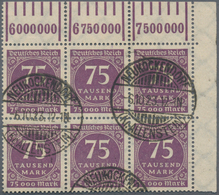 Deutsches Reich - Inflation: 1923, Freimarke Ziffern 75 Tsd M., Sechserblock Aus Der Linken Oberen B - Lettres & Documents