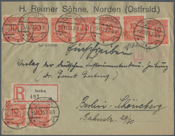 Deutsches Reich - Inflation: 1923, 5.11., Korbdeckel 10 Mio Durchstochen, 19 Stück Vorder- Bzw. Rück - Briefe U. Dokumente