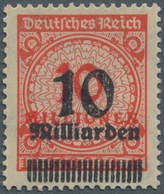 Deutsches Reich - Inflation: 1923, 10 Mrd. Auf 10 Mio. M. Dunkelzinnober Korbdeckel Gezähnt Mit Unri - Lettres & Documents