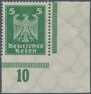 Deutsches Reich - Weimar: 1934, 5 Pfg. Grün "Reichsadler", Unten Ungezähntes Eckrandstück Von Der Re - Unused Stamps