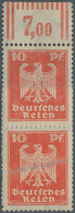 Deutsches Reich - Weimar: 1924, Freimarken: Neuer Reichsadler 10 Pf Auf Geklebter Papierbahn Vom Bog - Neufs