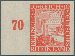 Deutsches Reich - Weimar: 1925, 1000 Jahre Rheinland 10 Pfg. Zinnoberrot, UNGEZÄHNT Vom Linken Seite - Ongebruikt