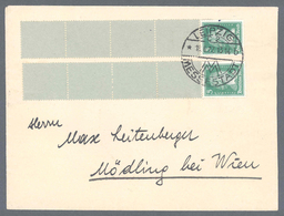 Deutsches Reich - Weimar: 1927, 2x 5 Pf Schiller + Je 4 Leerfelder Als Rollenenden Auf Brief Von „LE - Ungebraucht