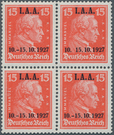 Deutsches Reich - Weimar: 1927, IAA 15 Pfg. Zinnoberrot, Einwandfrei Postfrischer Viererblock, Darin - Neufs