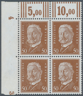 Deutsches Reich - Weimar: 1928, Hindenburg 50 Pf. Dunkelorangebraun Im Viererblock Aus Der Linken Ob - Unused Stamps