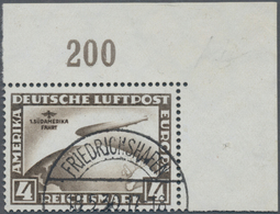 Deutsches Reich - Weimar: 1930, 4 RM. Südamerikafahrt Mit Eckrand Oben Rechts (beschriftet Radiert), - Unused Stamps