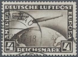 Deutsches Reich - Weimar: 1930, 4 RM Südamerikafahrt Sauber Gestempelt Mit Dem Plattenfehler "Blitz - Unused Stamps