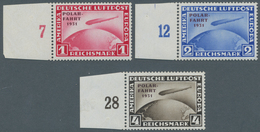 Deutsches Reich - Weimar: 1931, Zeppelin Polar-Fahrt Drei Postfrische Werte Vom Linken Seitenrand, A - Unused Stamps